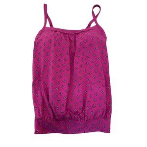 Lands End Womens Pink Floral Print Cami Swim Top Size 4 Adjustable Straps
